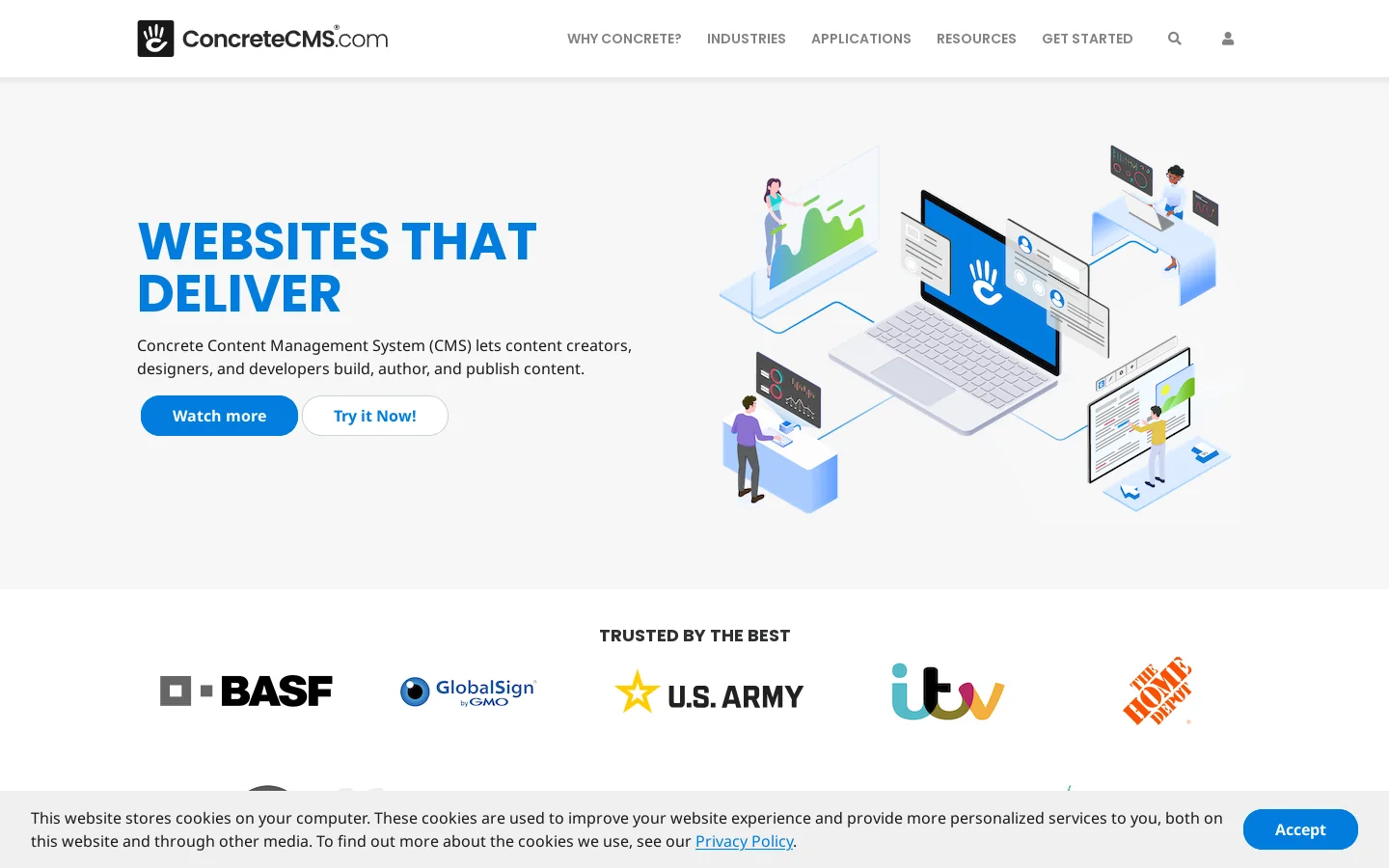 Concrete CMS is a Free and Open Source Content Management System for Teams Homepage screenshot