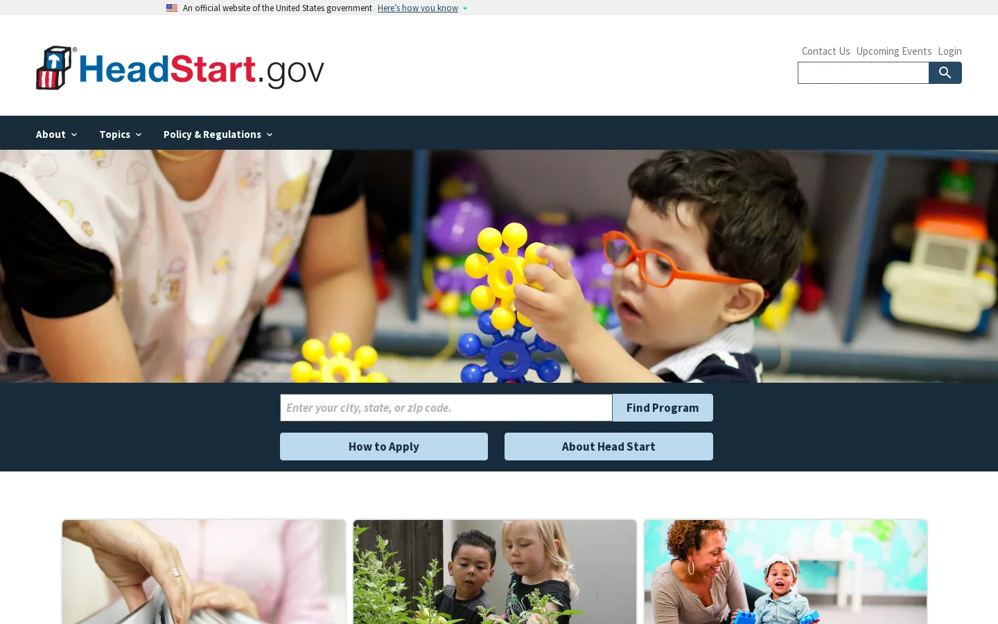 Head Start Homepage screenshot