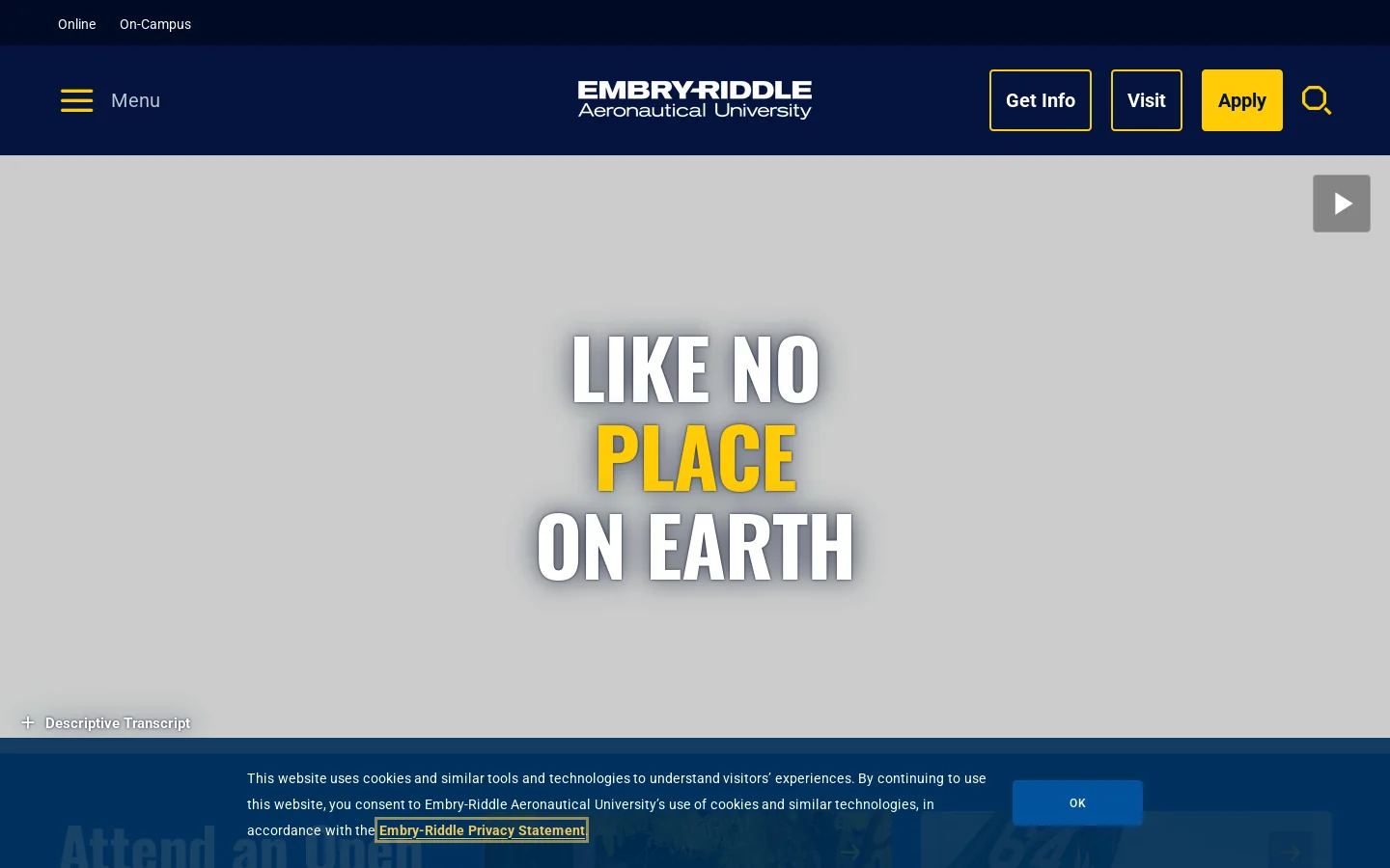 Embry-Riddle Aeronautical University Homepage screenshot