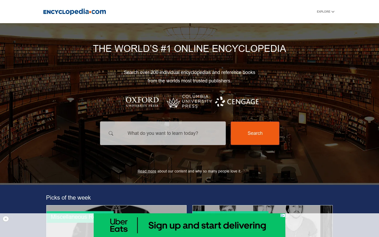 Encyclopedia.com Homepage screenshot