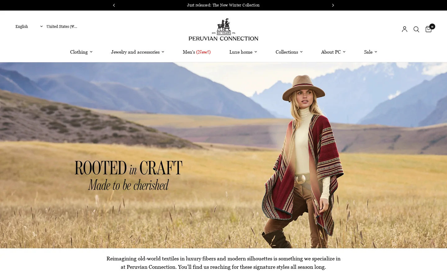 Peruvian Connection Homepage screenshot