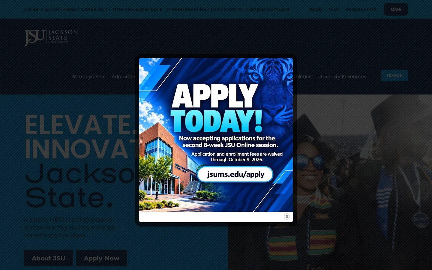 Jackson State University Homepage screenshot