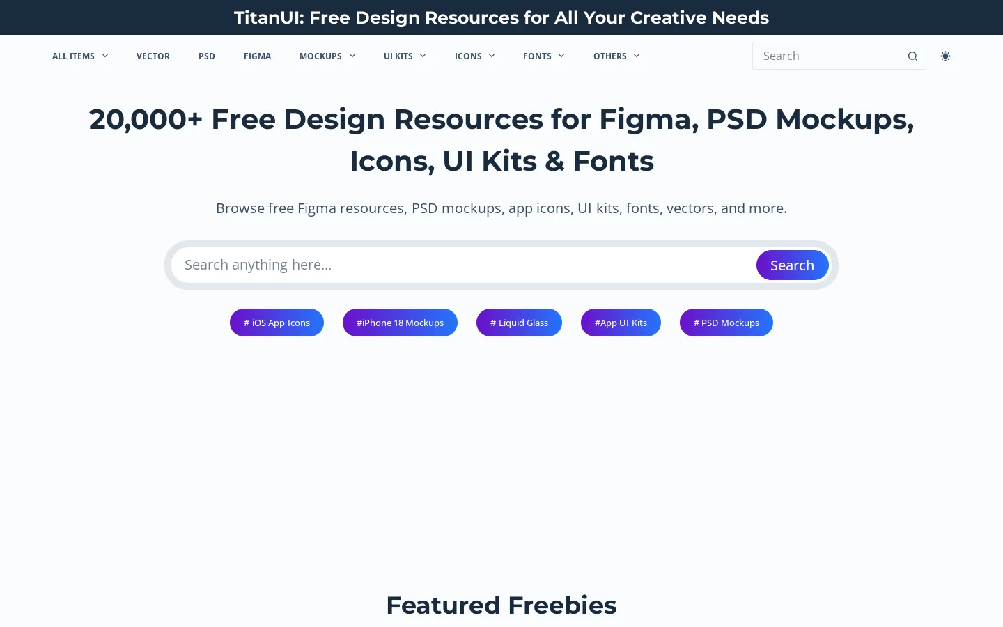 TitanUI Homepage screenshot