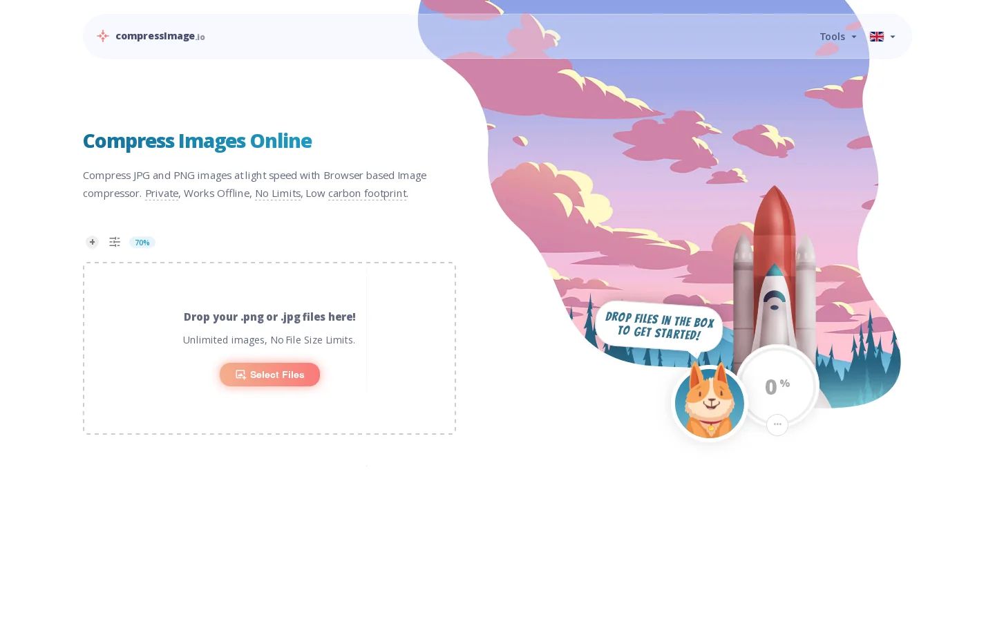 Compress Images Online (No Upload) Homepage screenshot