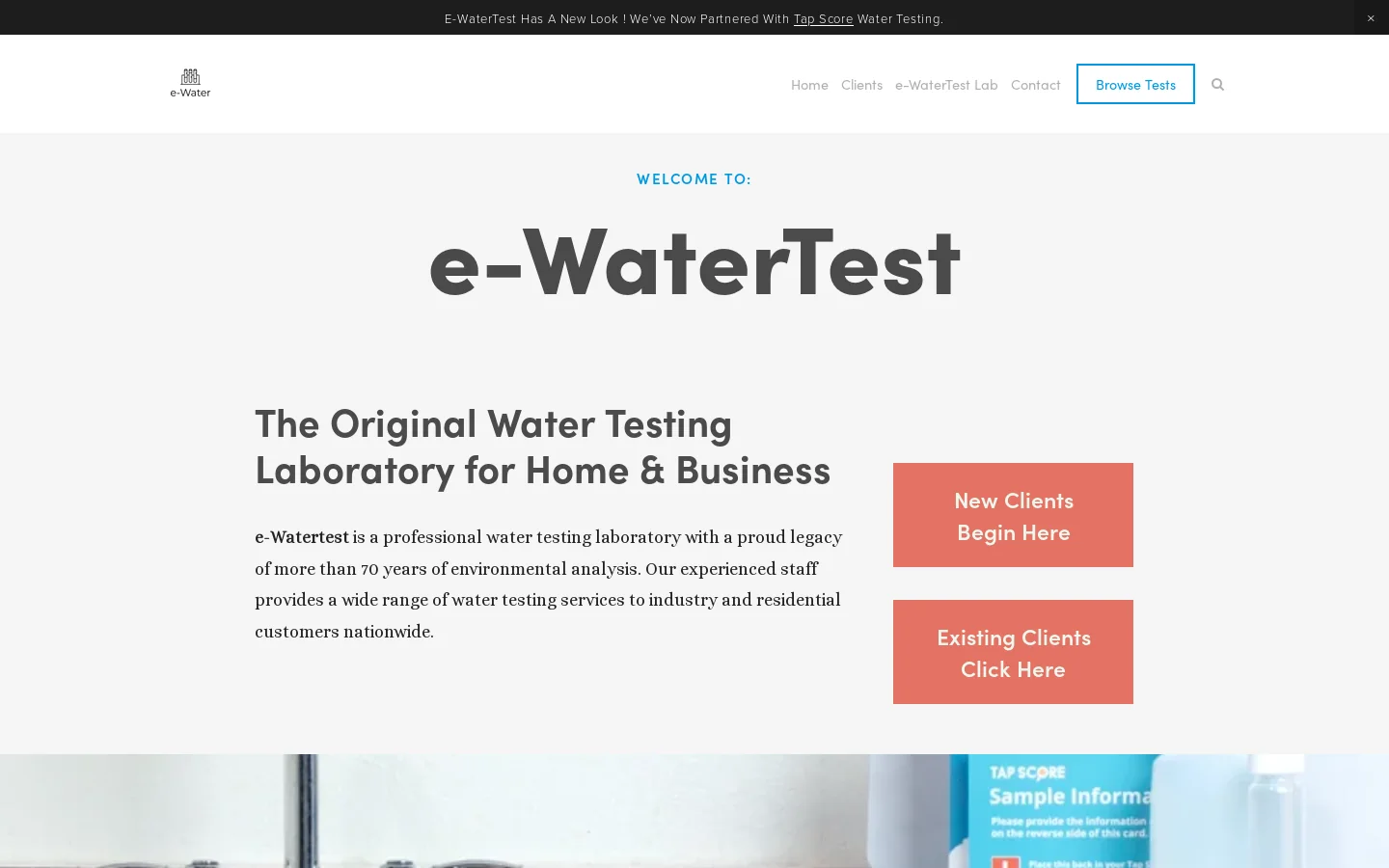 e-Watertest Homepage screenshot