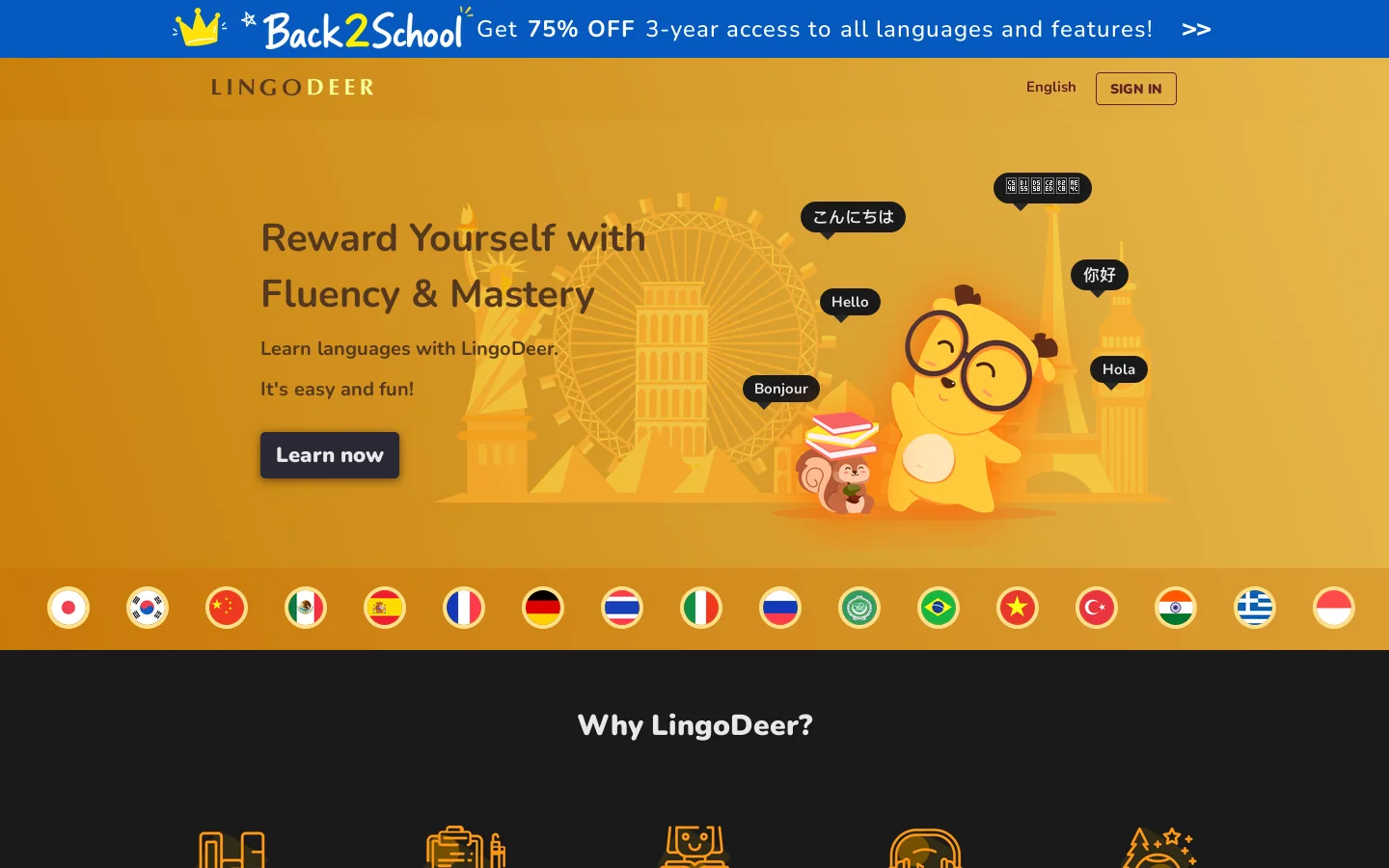LingoDeer Homepage screenshot