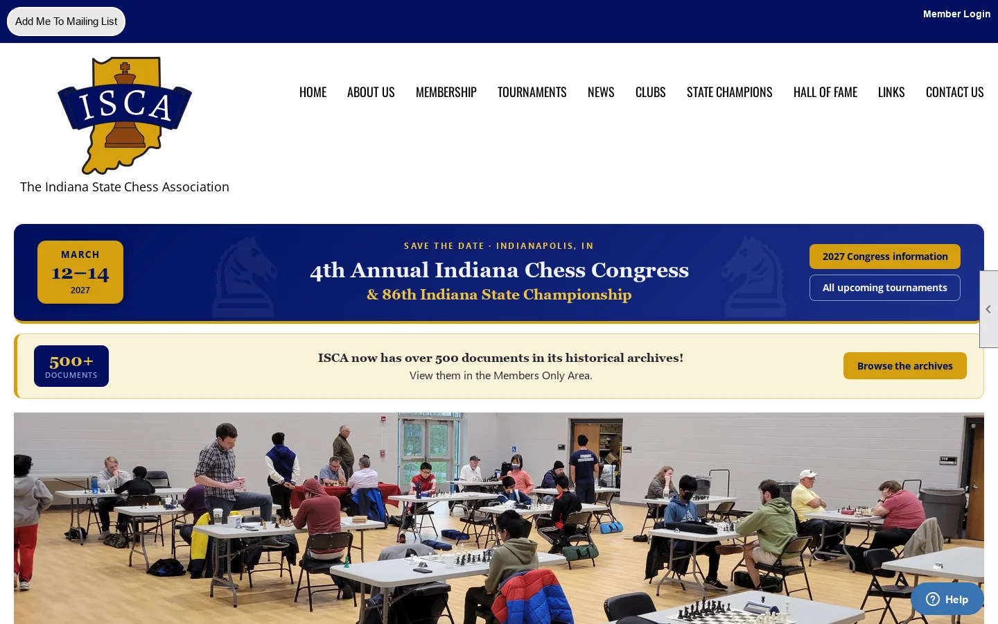 Home - Indiana State Chess Association Homepage screenshot