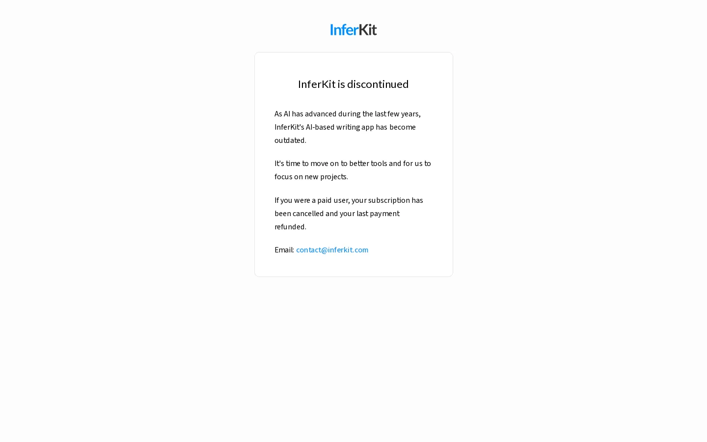 InferKit Homepage screenshot