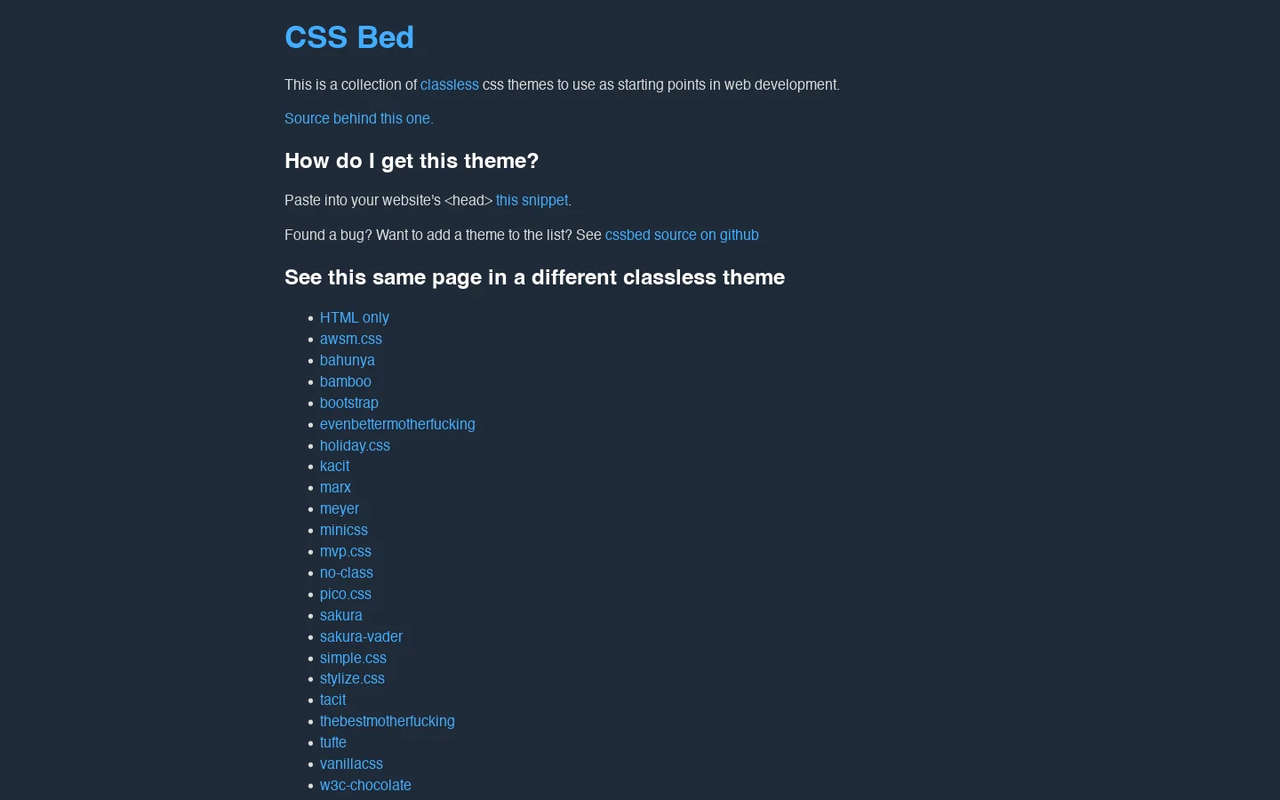 CSS Bed Homepage screenshot