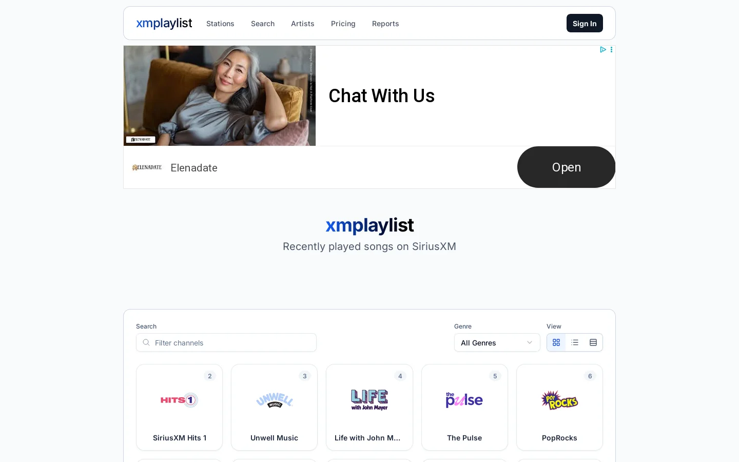xmplaylist Homepage screenshot