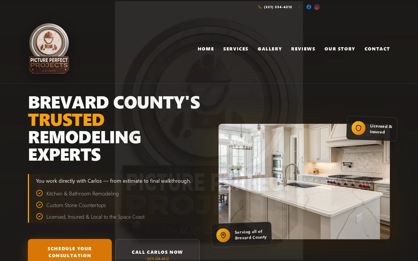 Home Remodeling & Countertops in Brevard County | Picture Perfect Projects Homepage screenshot