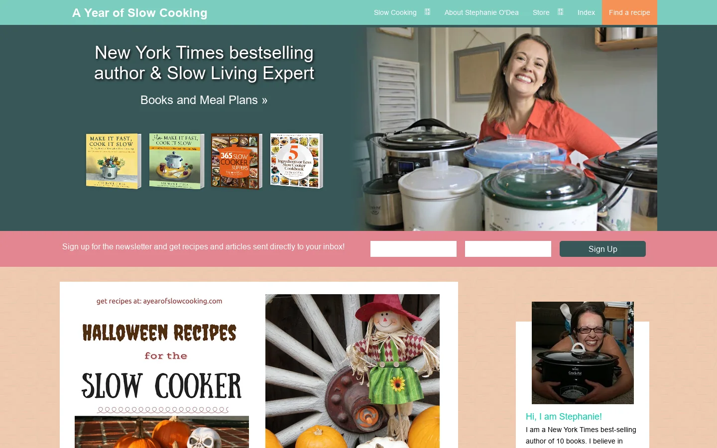 A Year of Slow Cooking Homepage screenshot