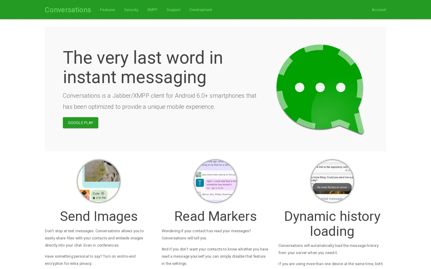 Conversations Homepage screenshot