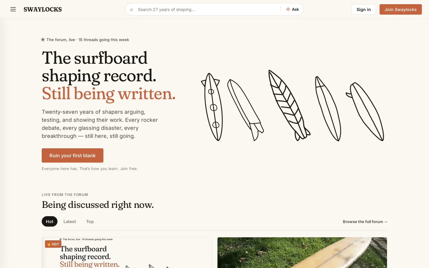 SWAYLOCKS Homepage screenshot