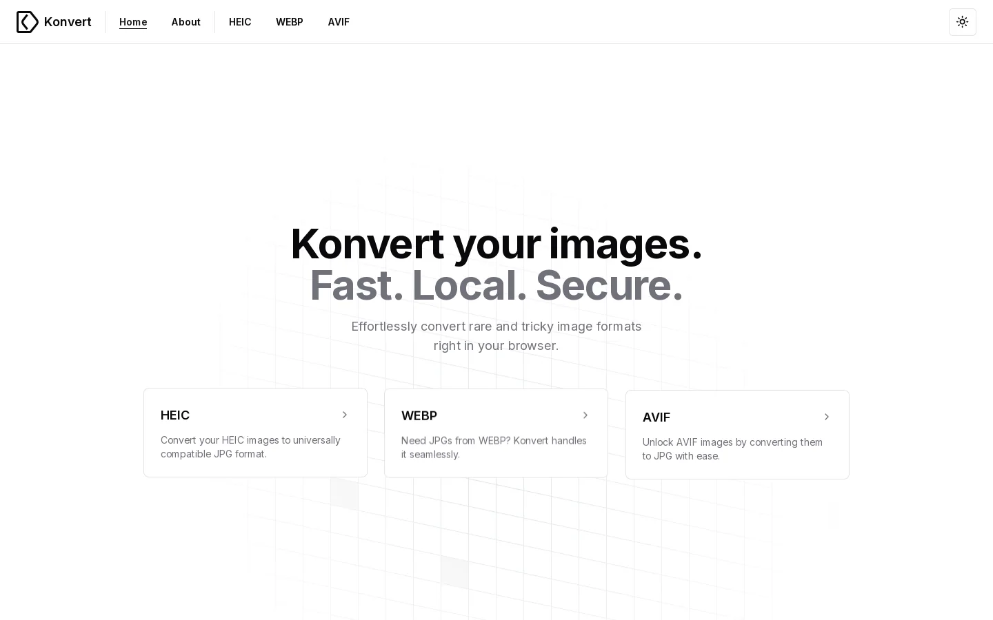 Konvert | Image Format Converter Homepage screenshot