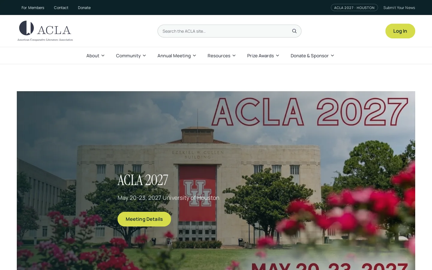 American Comparative Literature Association | American Comparative Literature Association Homepage screenshot