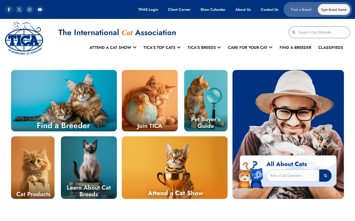 TICA Homepage screenshot