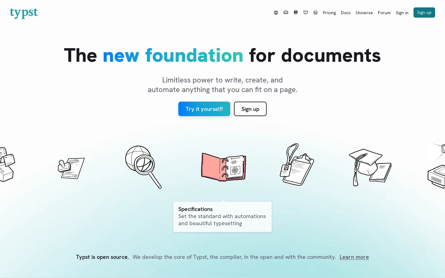 Typst Homepage screenshot