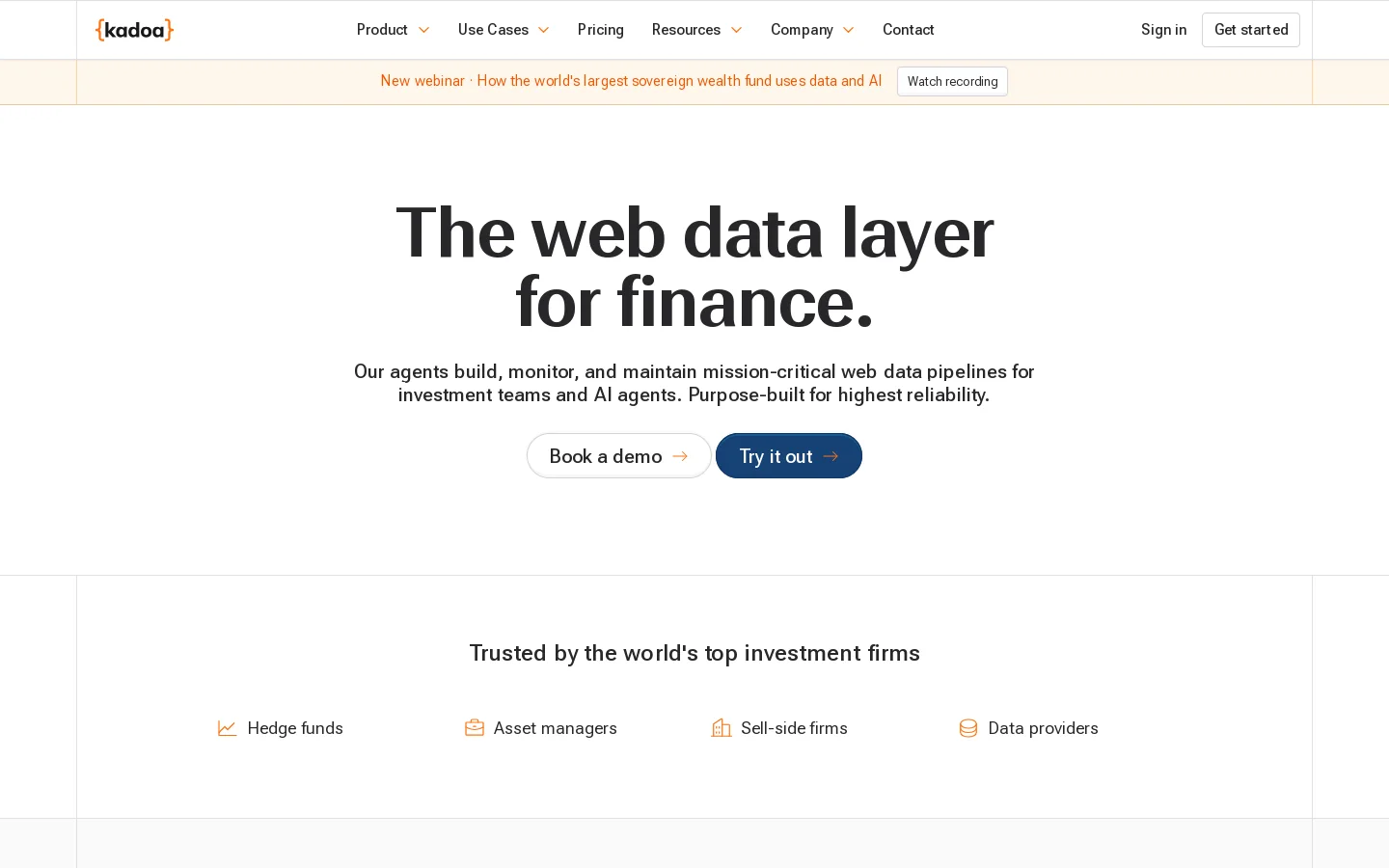 Kadoa Homepage screenshot