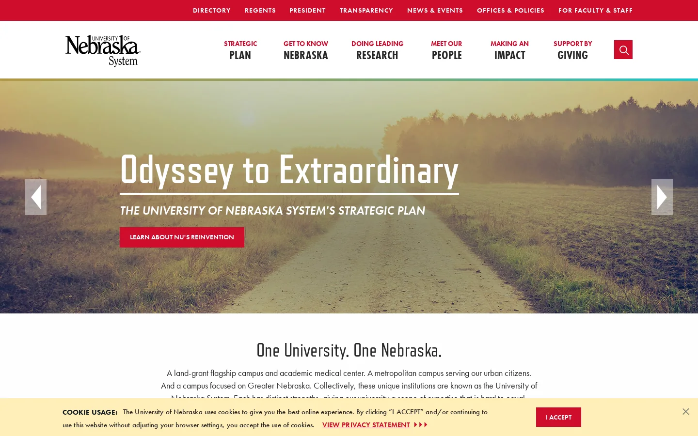 University of Nebraska System Homepage screenshot
