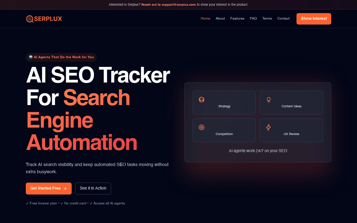Serplux Homepage screenshot