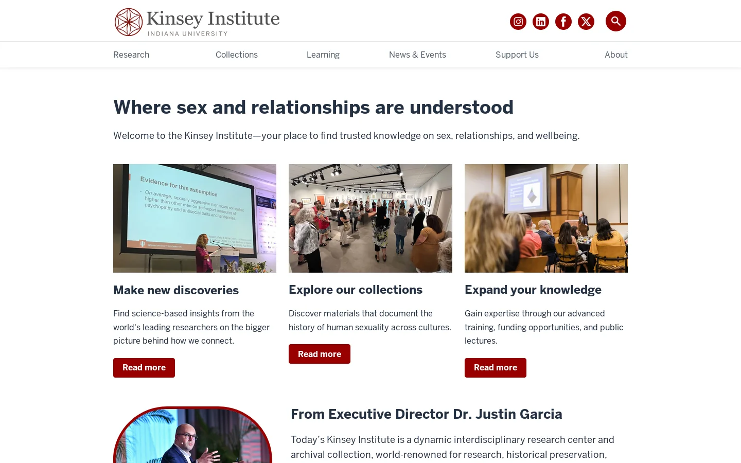 Kinsey Institute Homepage screenshot