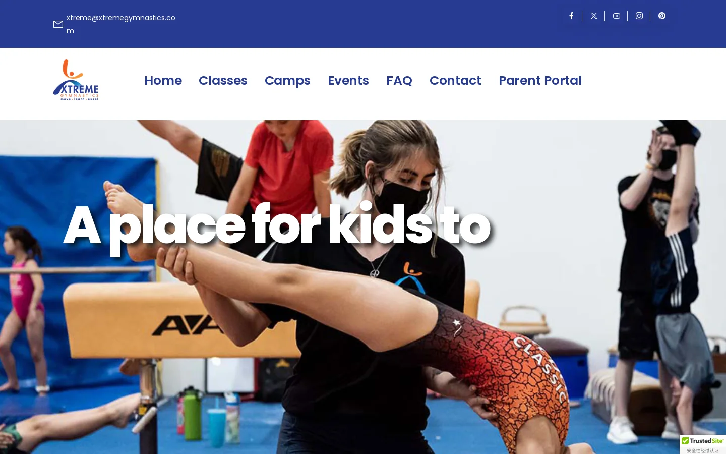 Xtreme Gymnastics Homepage screenshot