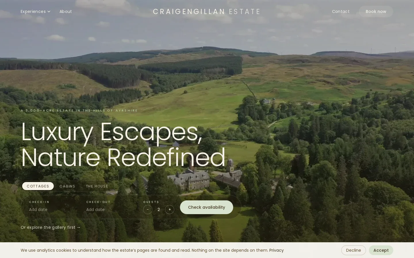 Craigengillan Estate, Luxury Stays & Experiences in Ayrshire Homepage screenshot