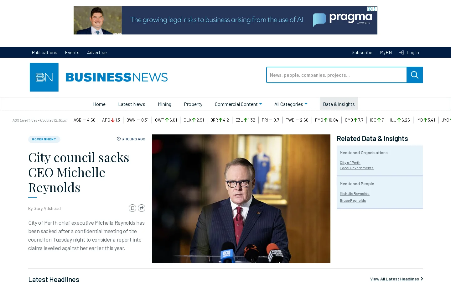 Business News Homepage screenshot