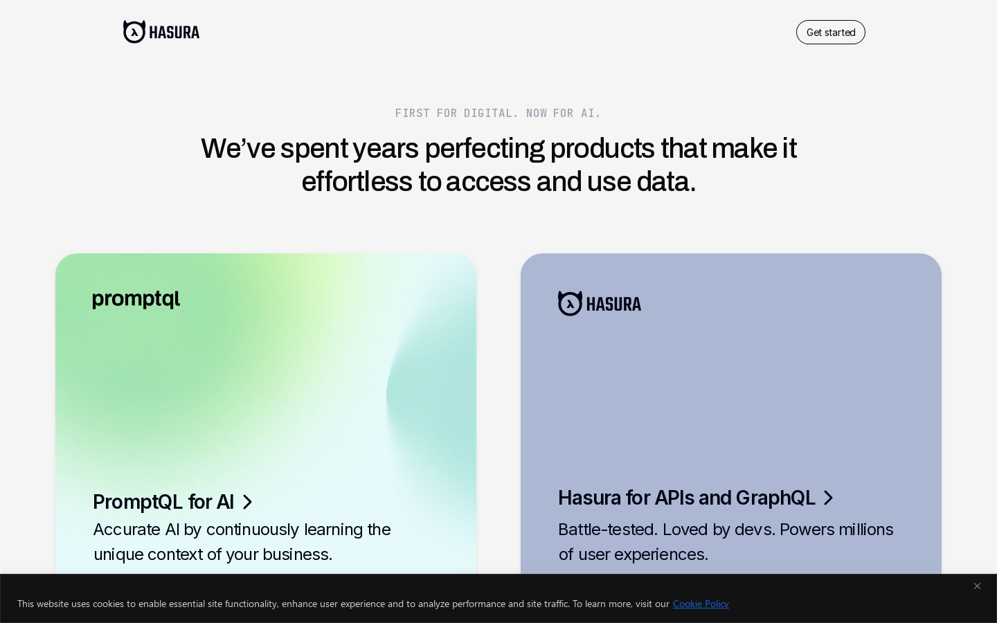 Hasura Homepage screenshot