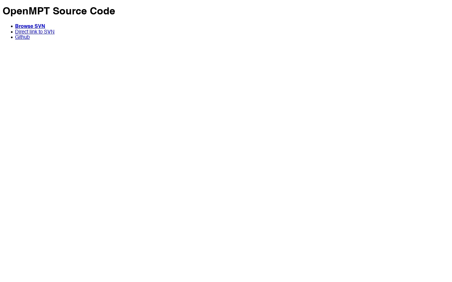 OpenMPT Source Code Homepage screenshot