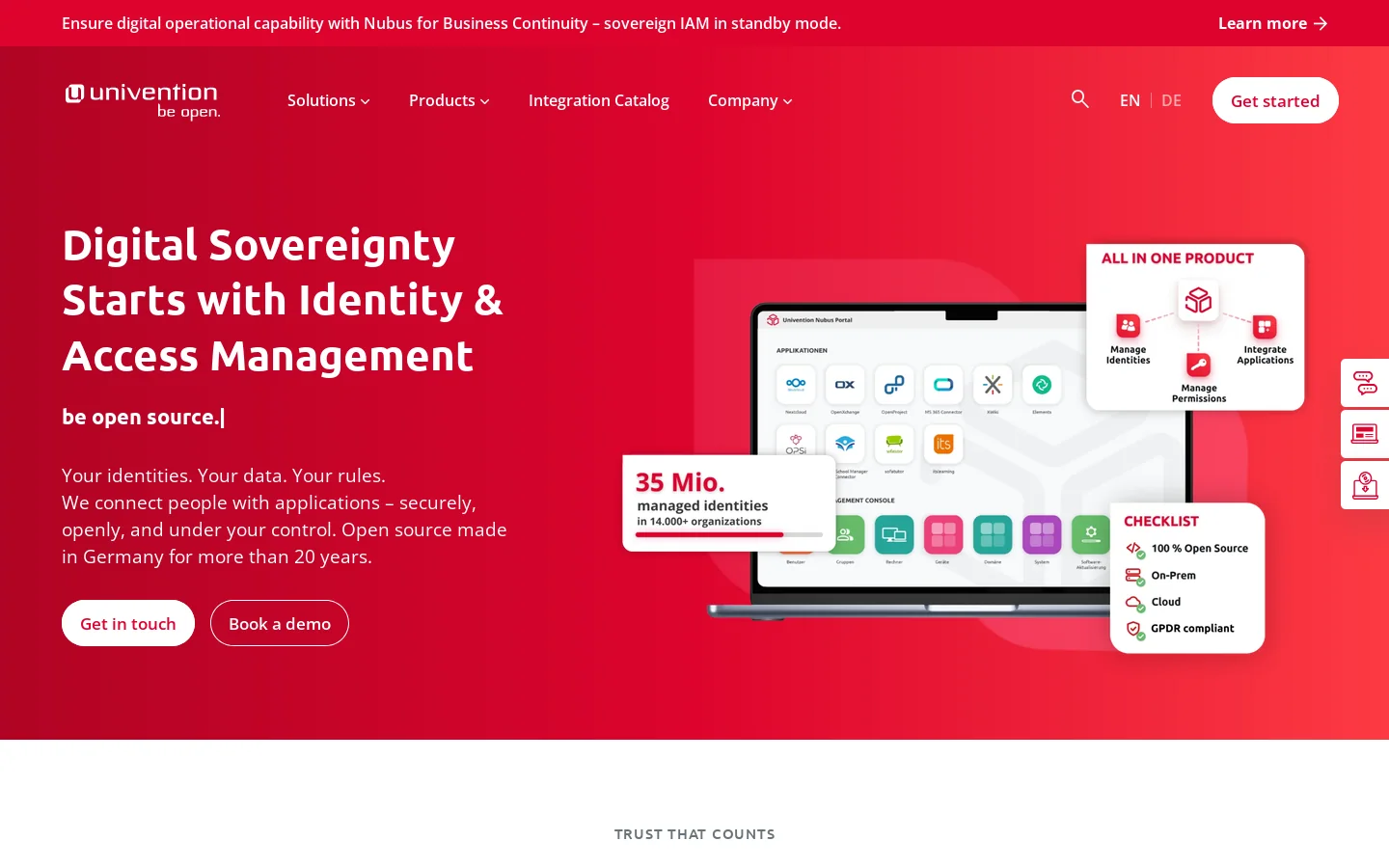 Univention GmbH Homepage screenshot