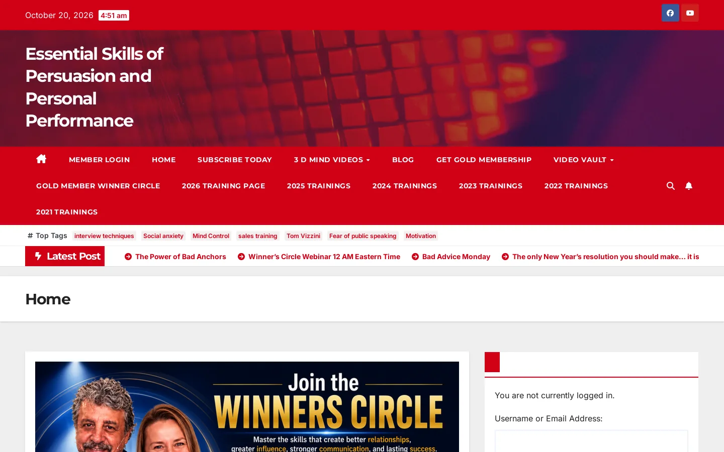 Essential Skills of Persuasion and Personal Performance Homepage screenshot