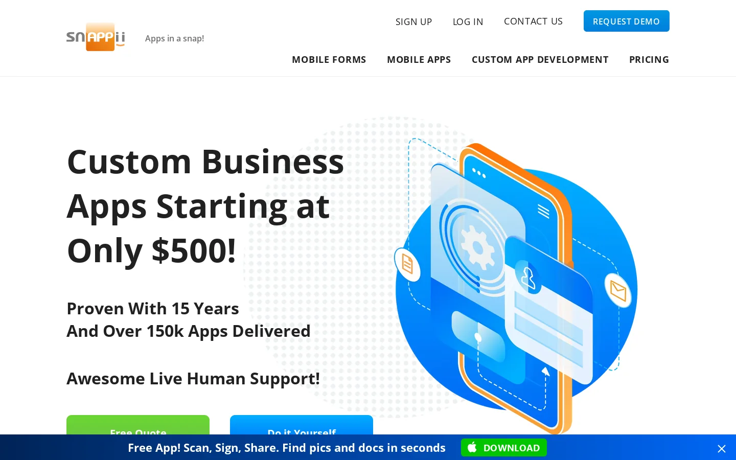 Mobile Application Development Homepage screenshot