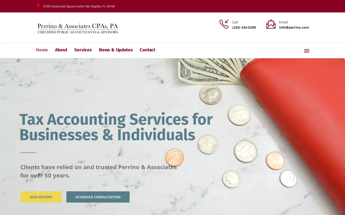 Perrino & Associates Homepage screenshot