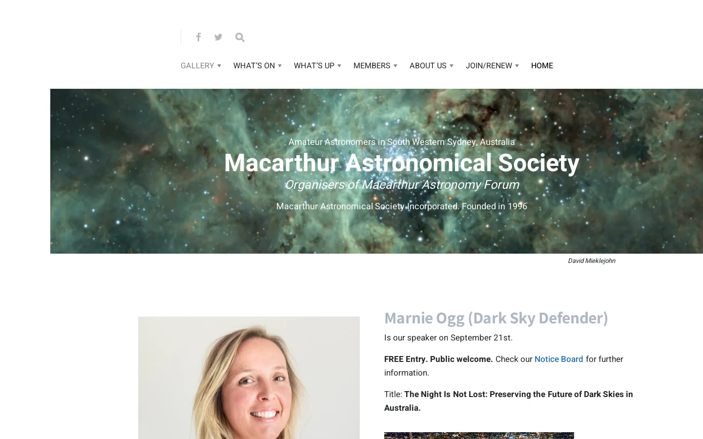 Macarthur Astronomical Society – astronomy in sydney's south west Homepage screenshot