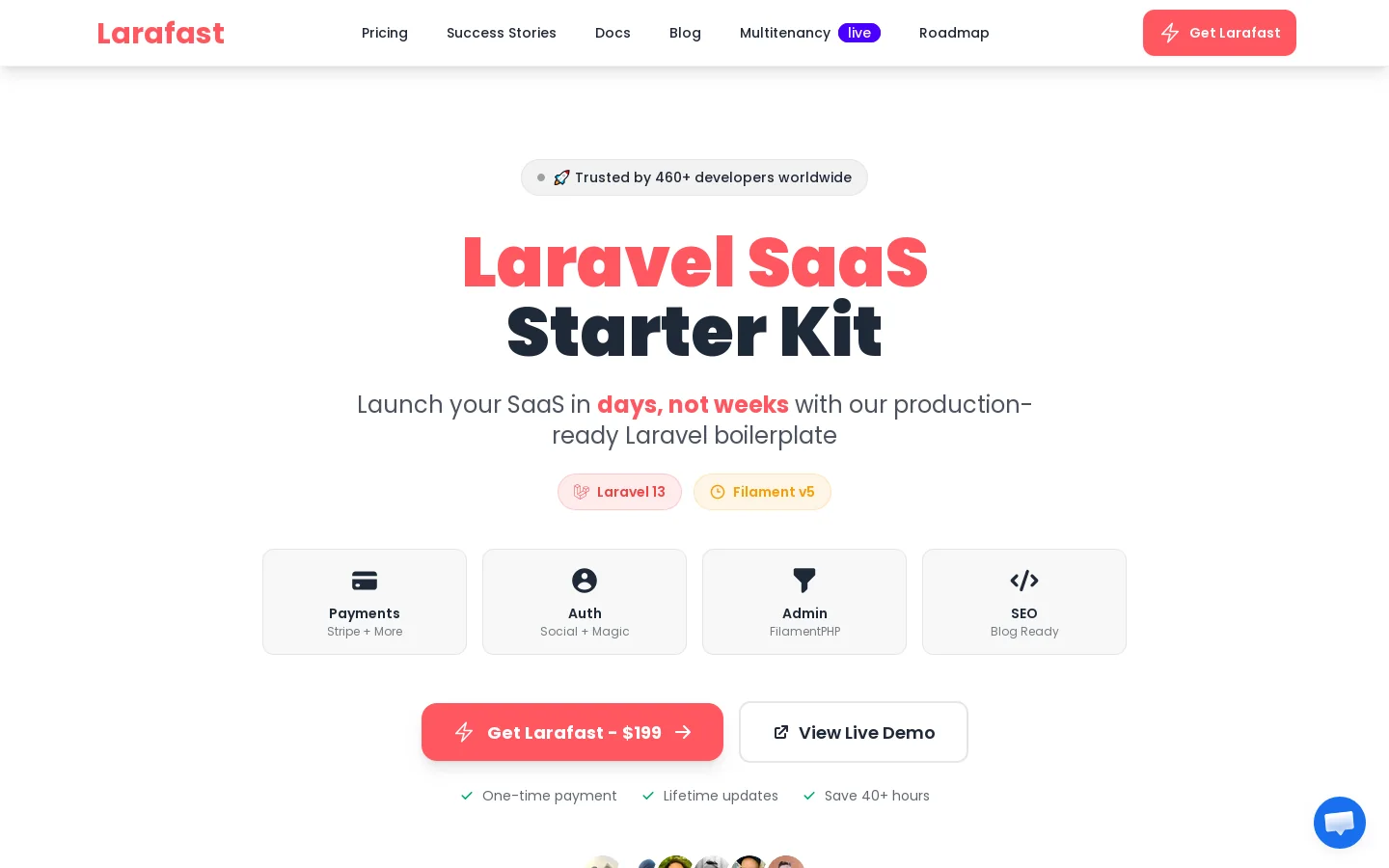 Larafast Homepage screenshot