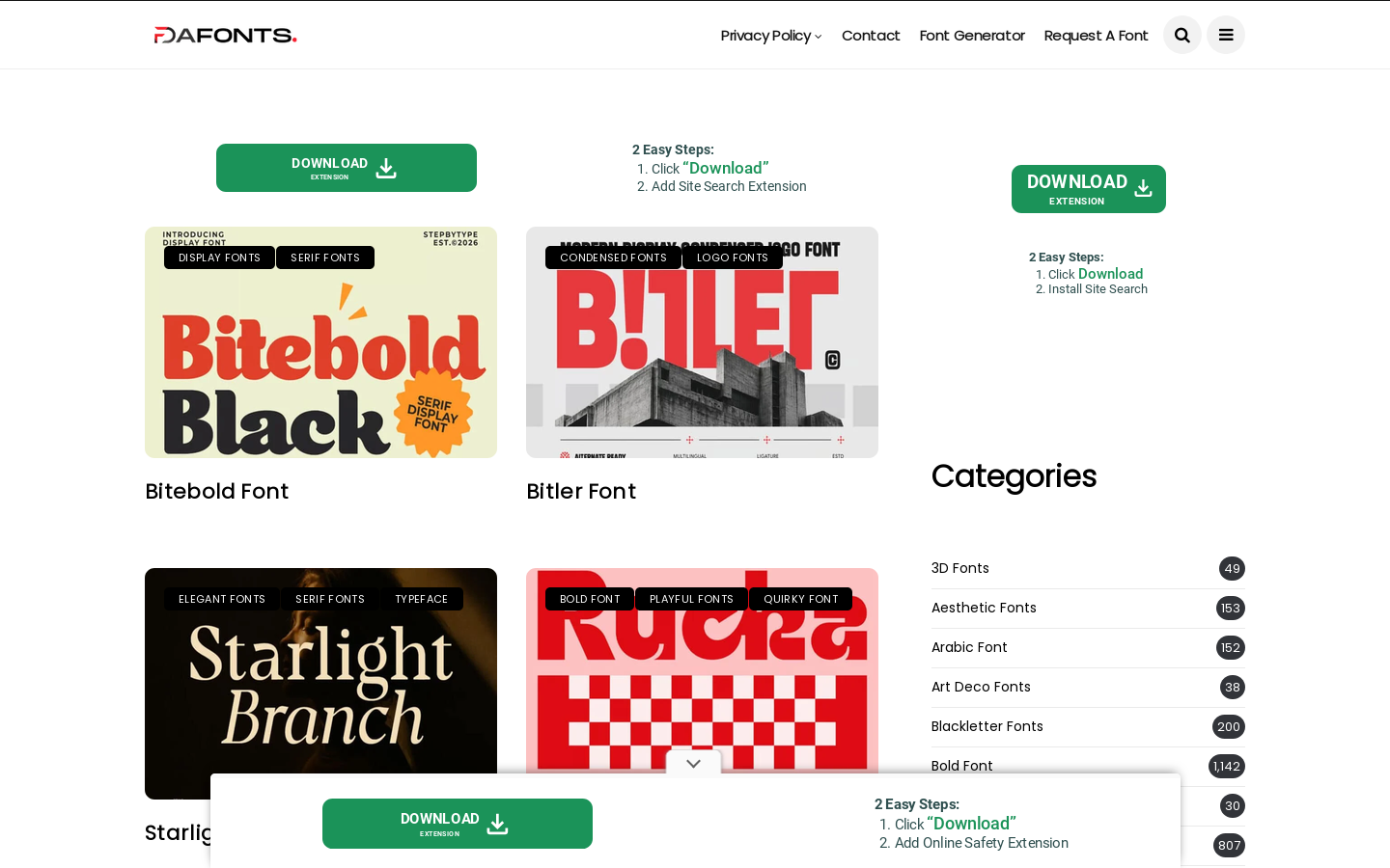 FreeDaFonts Homepage screenshot