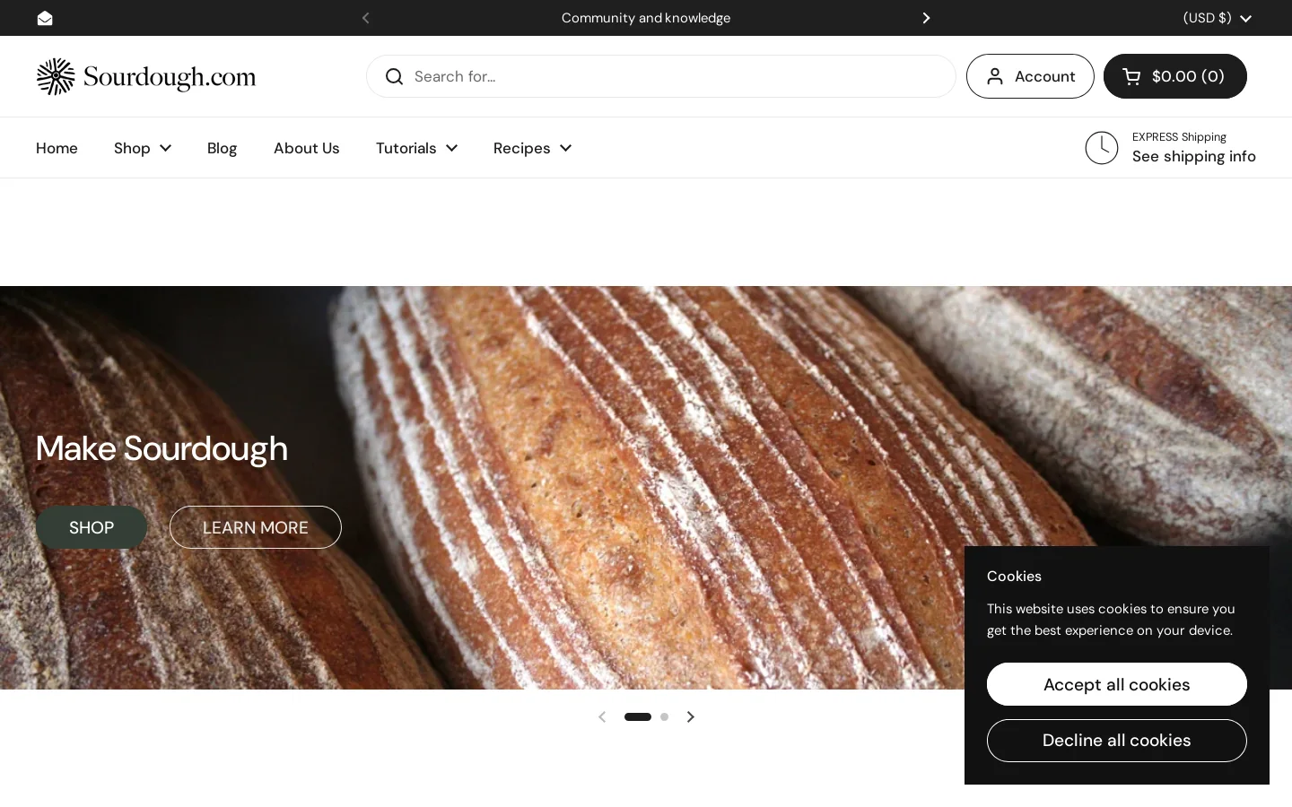 Sourdough.com Homepage screenshot