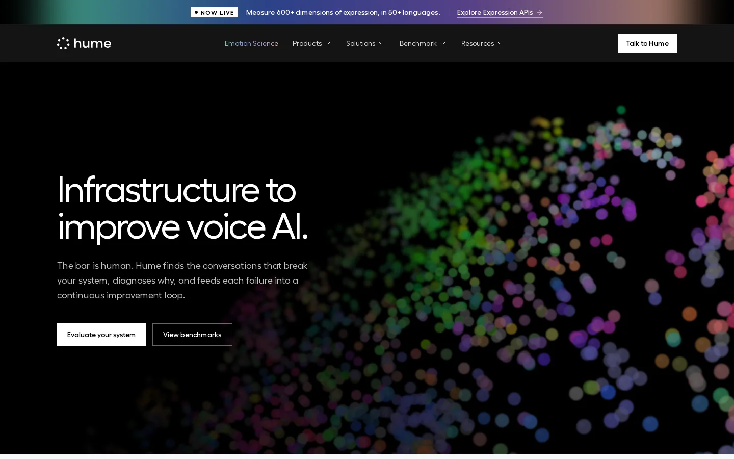 Hume AI Homepage screenshot