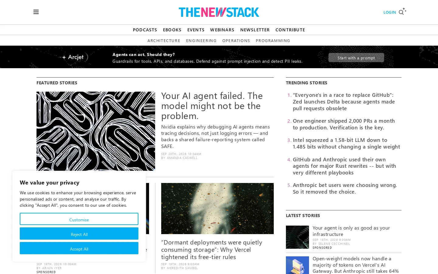 The New Stack Homepage screenshot