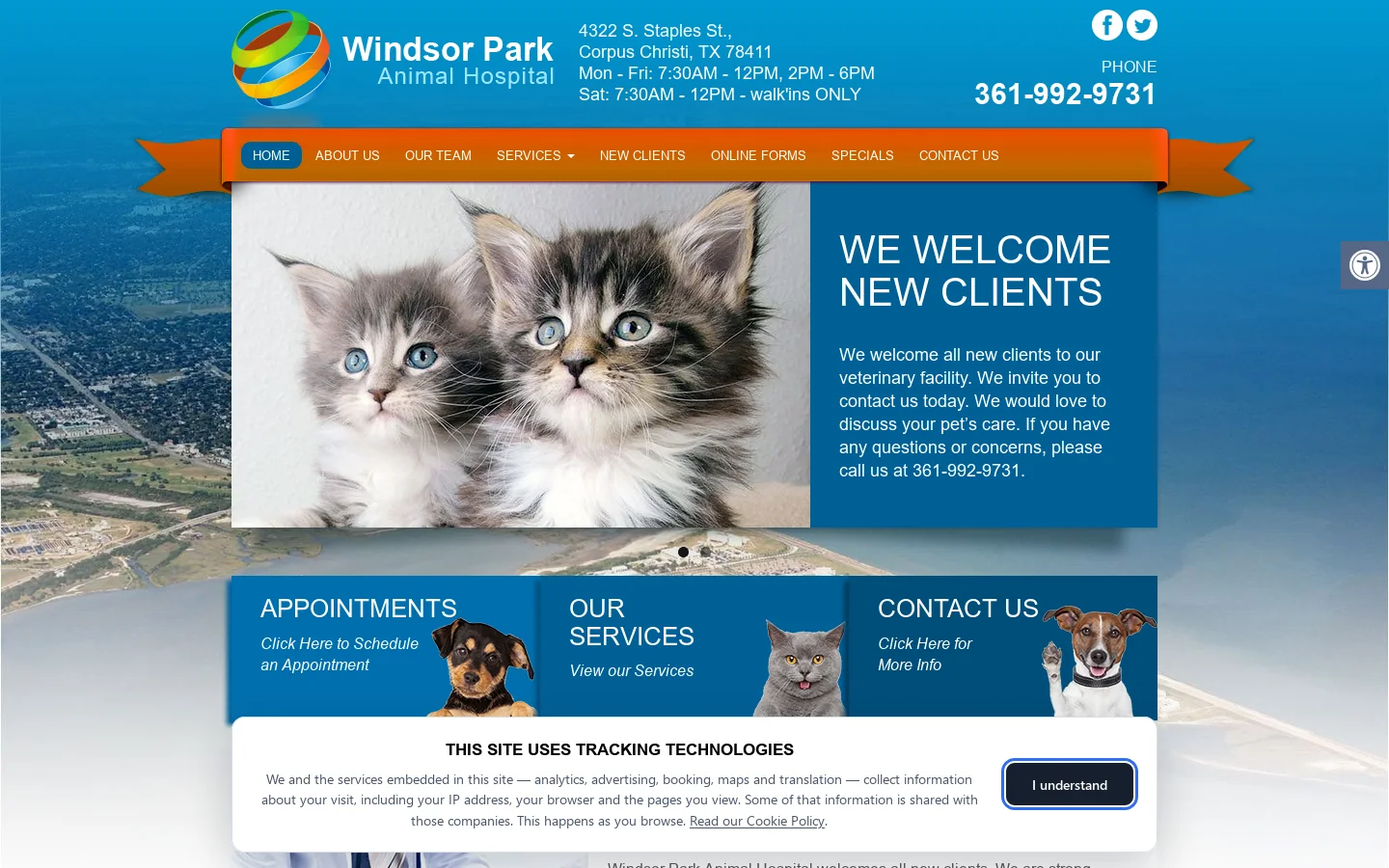 Windsor Park Animal Hospital Homepage screenshot
