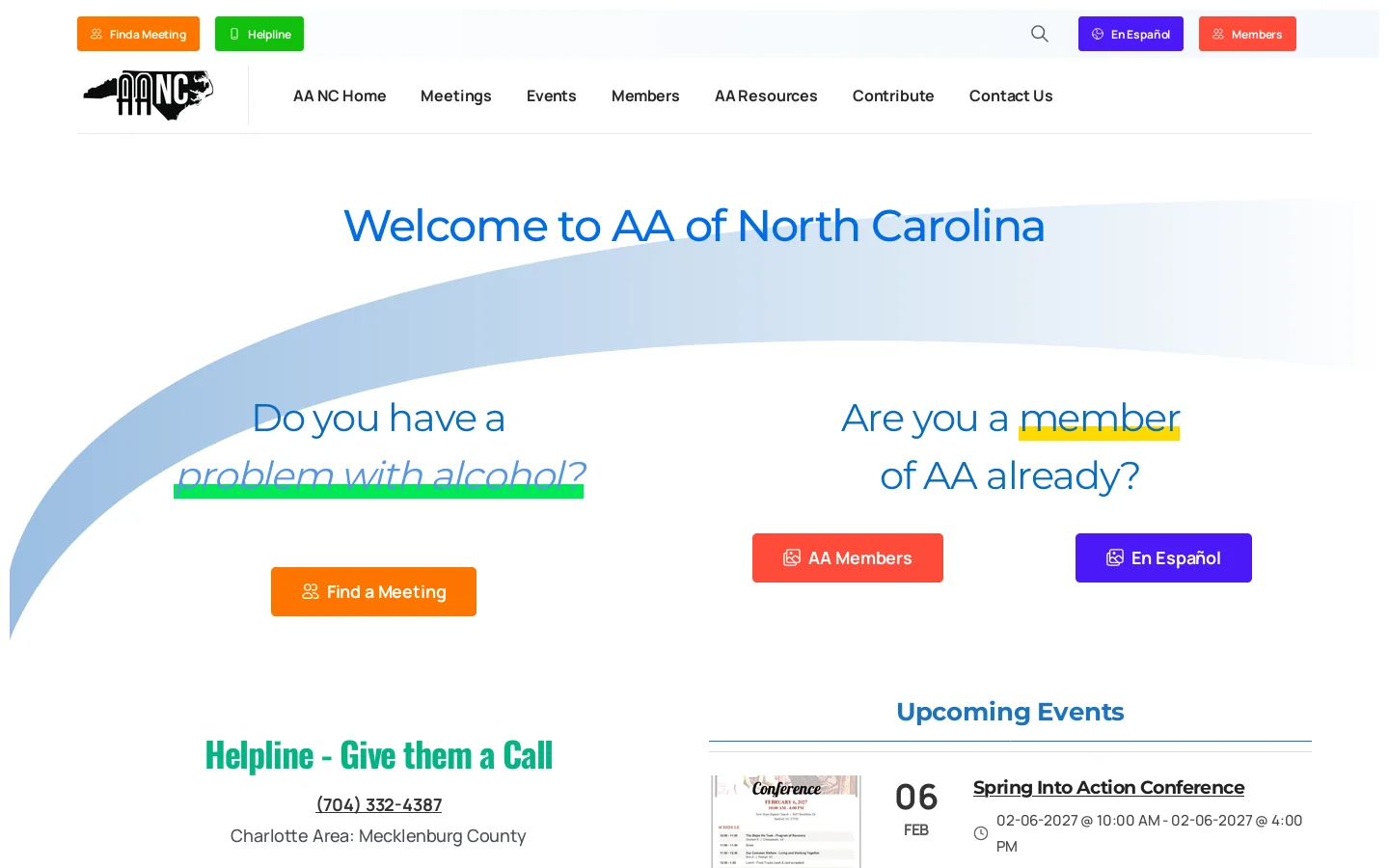 Alcoholics Anonymous - North Carolina - Area 51 - AANC Homepage screenshot