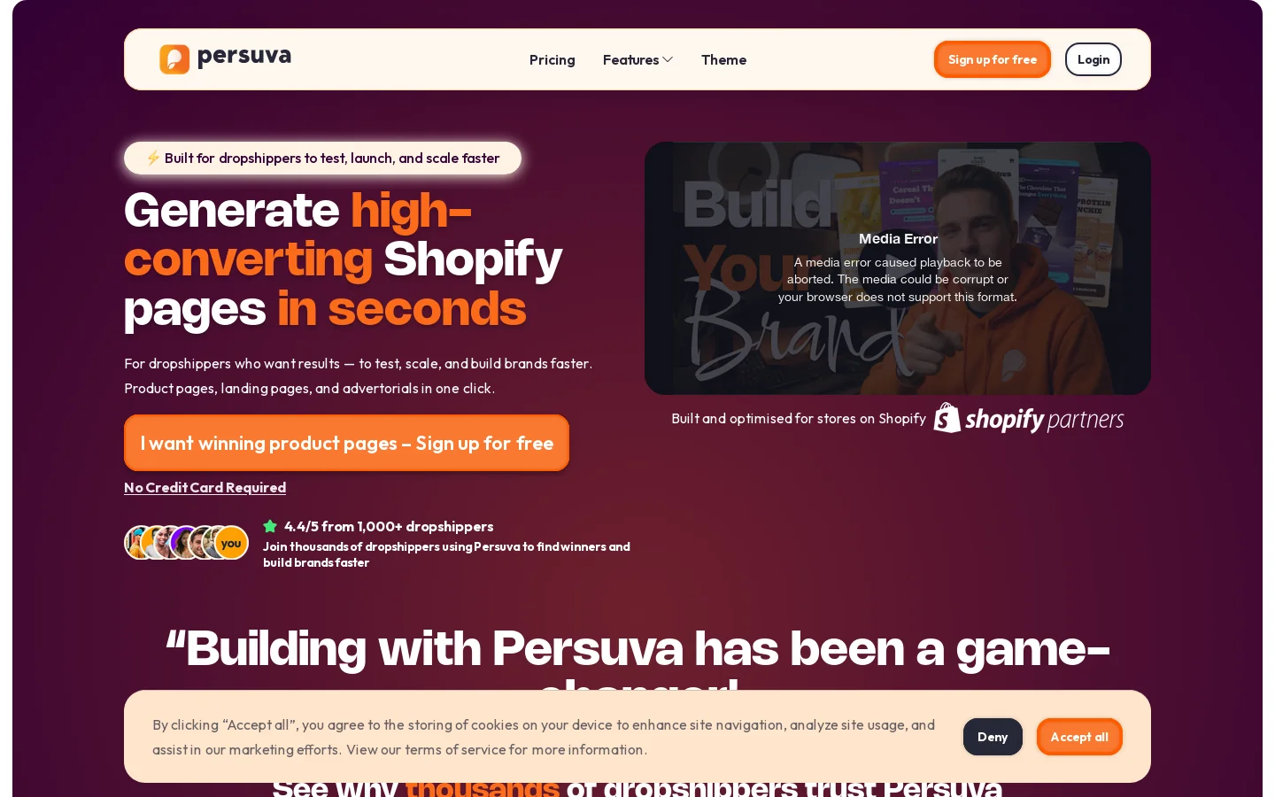 Persuva Homepage screenshot