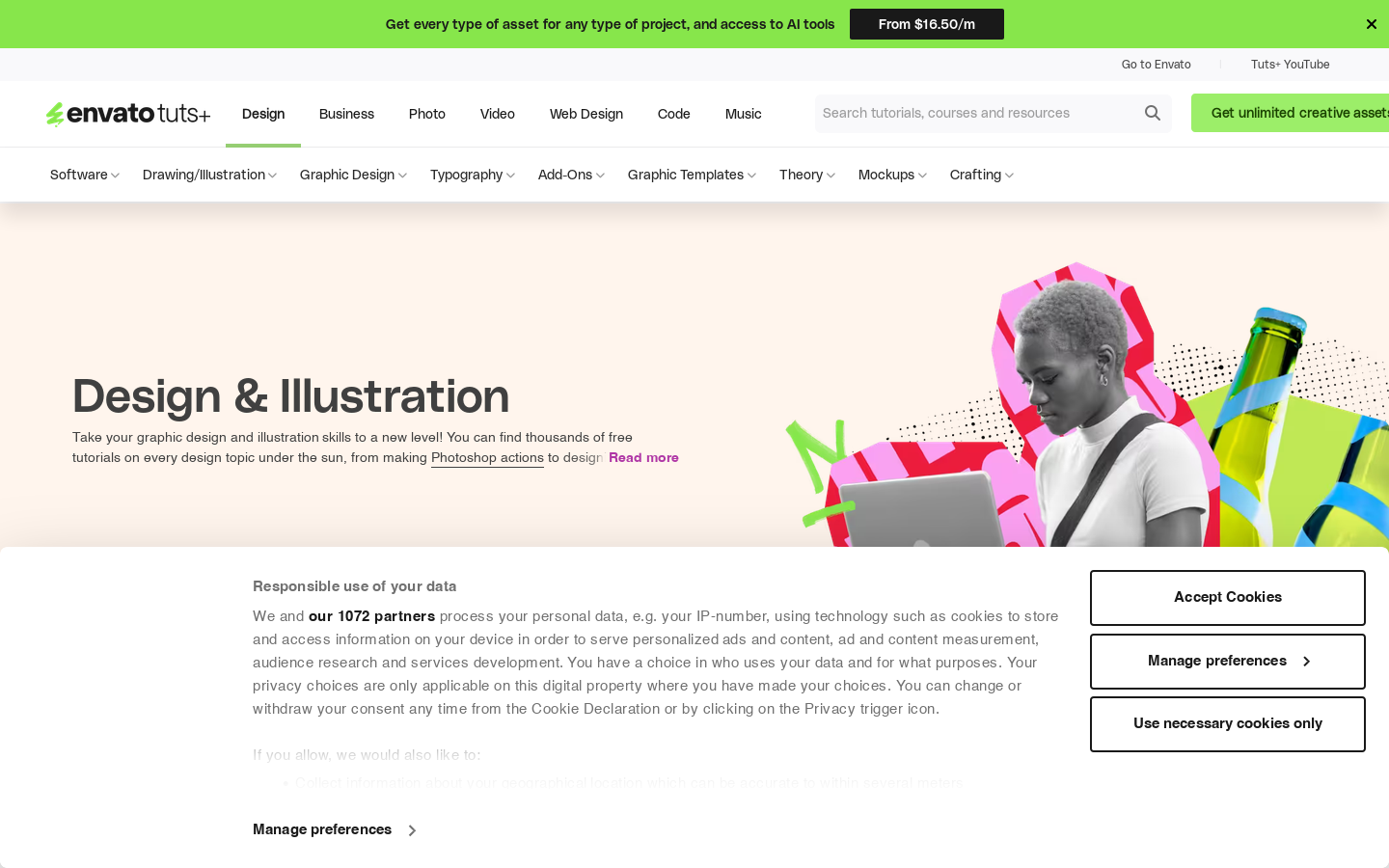Design & Illustration Courses and Tutorials Homepage screenshot