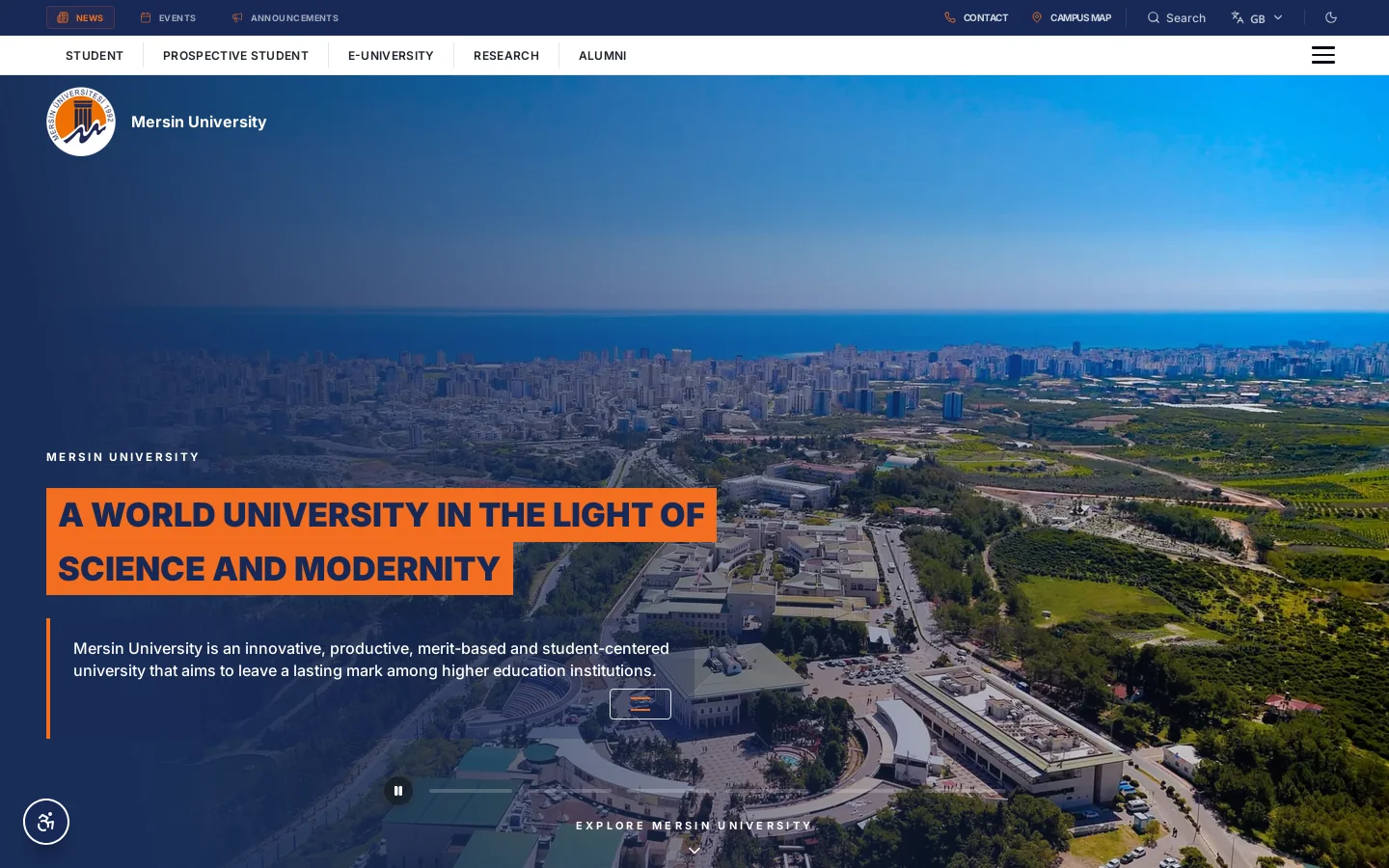 Mersin University Homepage screenshot