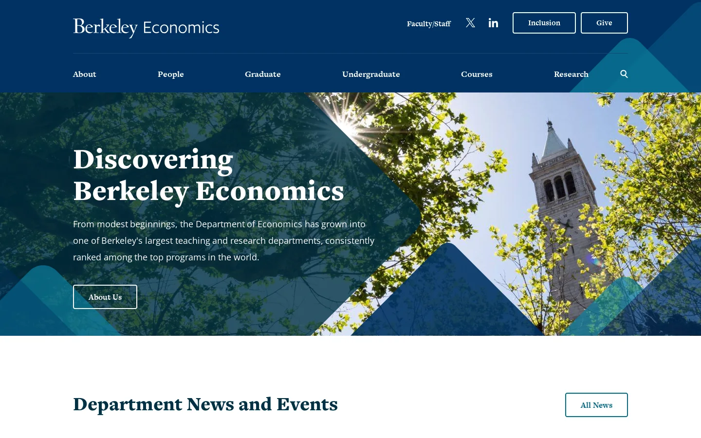 Department of Economics | UC Berkeley Homepage screenshot