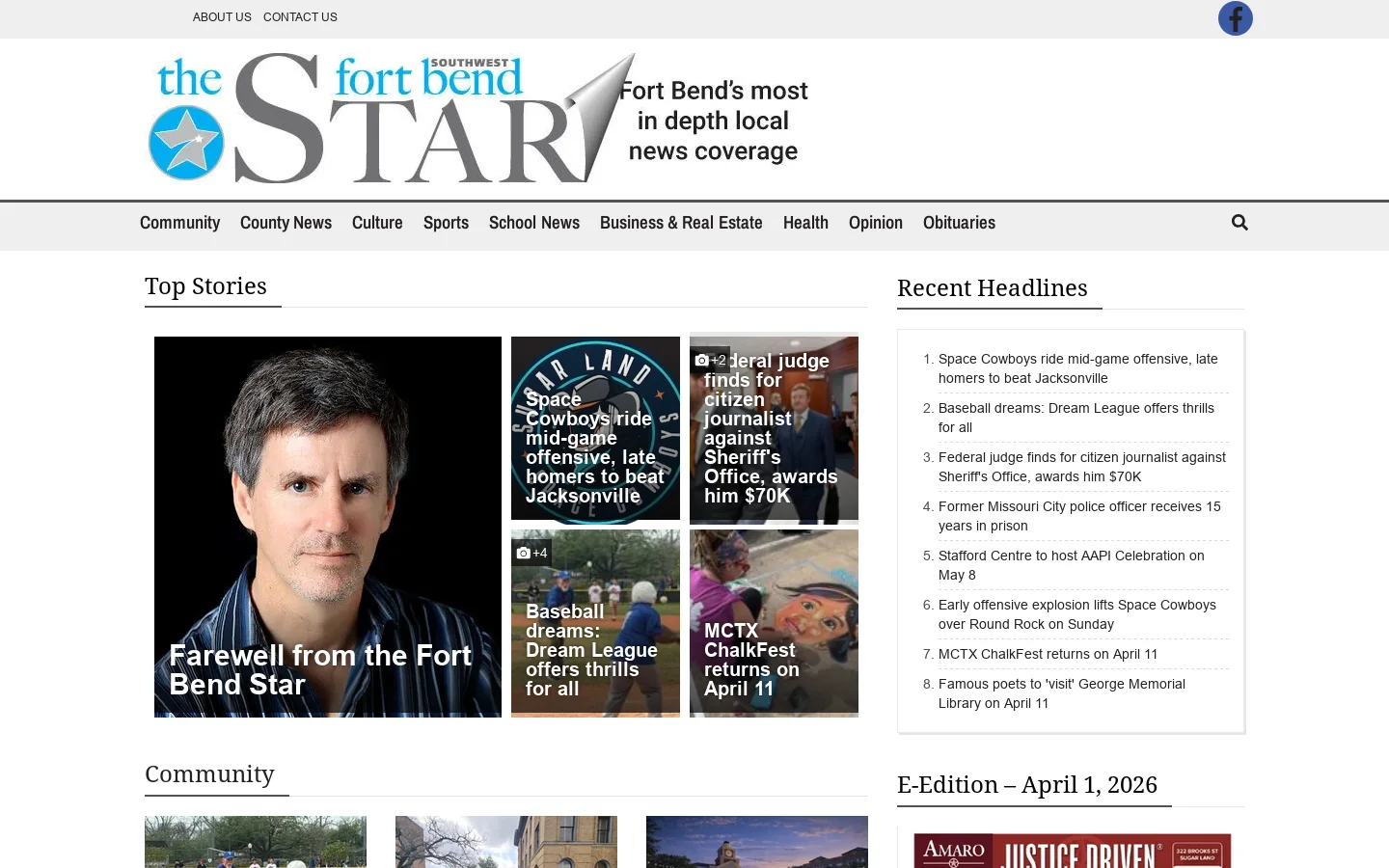 Fort Bend Star Homepage screenshot
