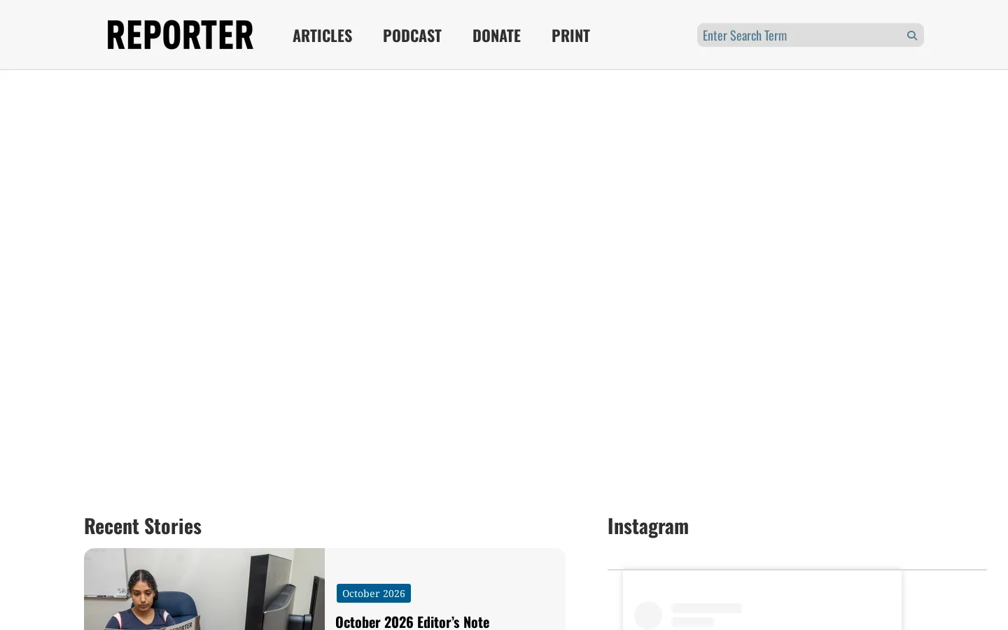 Reporter Magazine Homepage screenshot