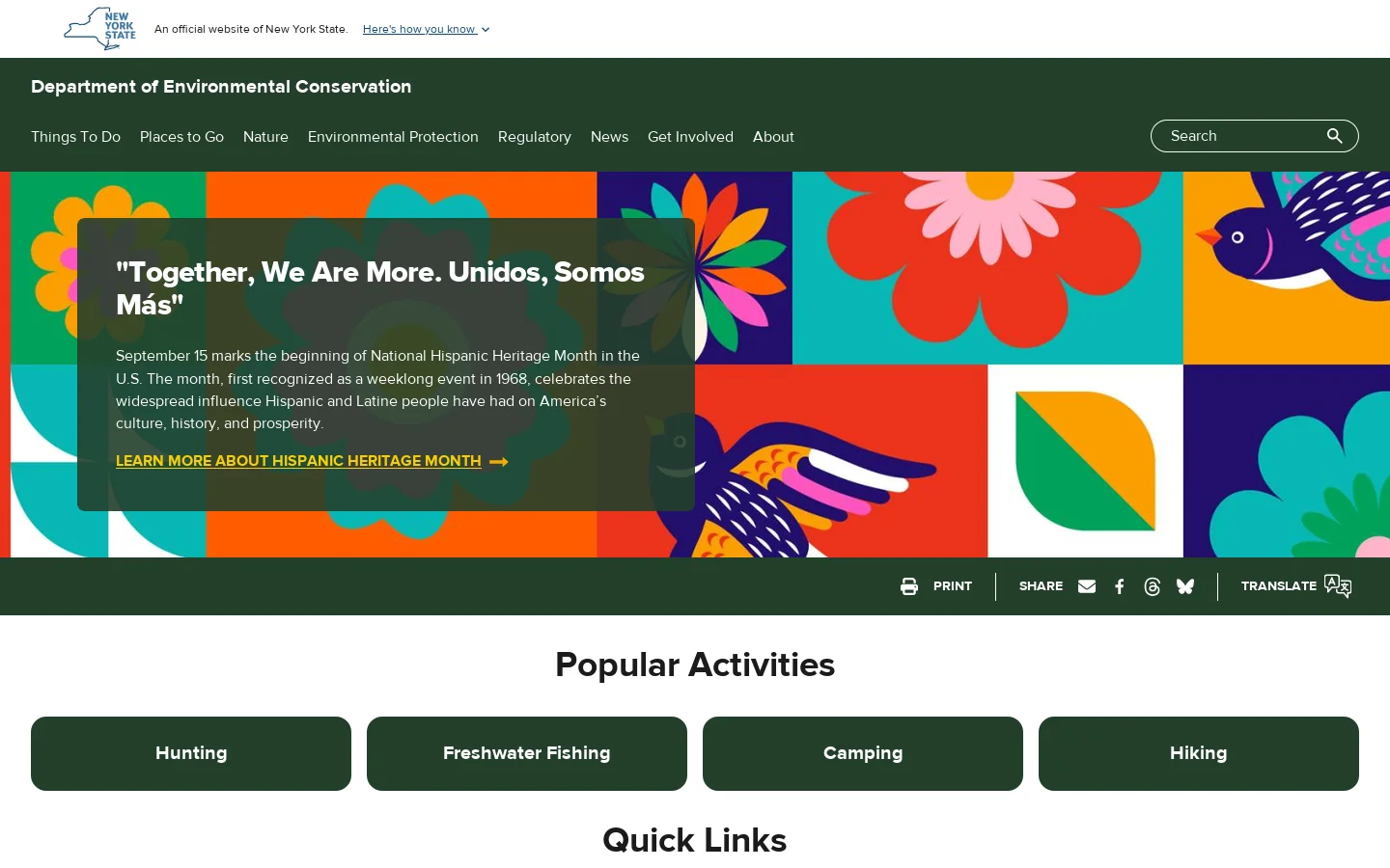 New York State Department of Environmental Conservation Homepage screenshot